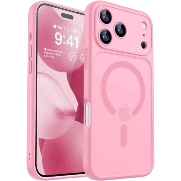 Magnetic Matte Shockproof Phone Case for ip17 pro max – Full Camera Protection-Pinkish