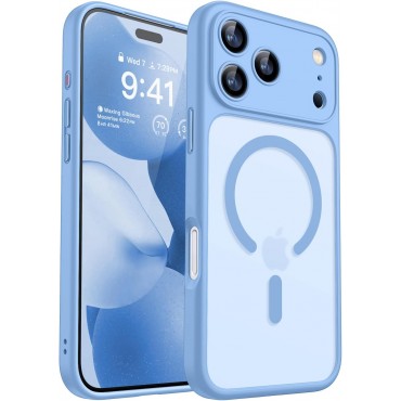 Magnetic Matte Shockproof Phone Case for ip17 pro – Full Camera Protection-Wathet