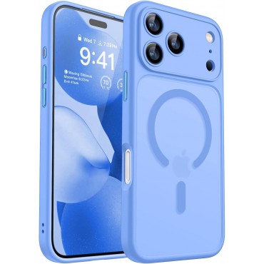 Magnetic Matte Shockproof Phone Case for ip17 pro max  – Full Camera Protection-Aquamarine