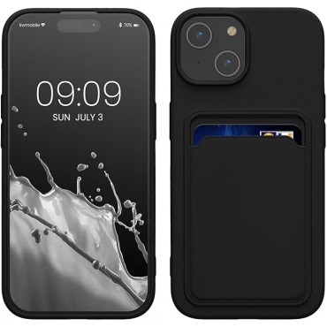 TPU Phone Cover with Card Holder - Black
