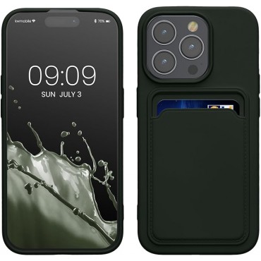 TPU Phone Cover with Card Holder - Dark Green