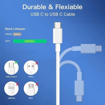 3Pack 6FT 60W USB C Charger Cable  white