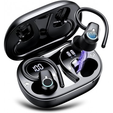 Wireless Earbuds with Earhooks - Black