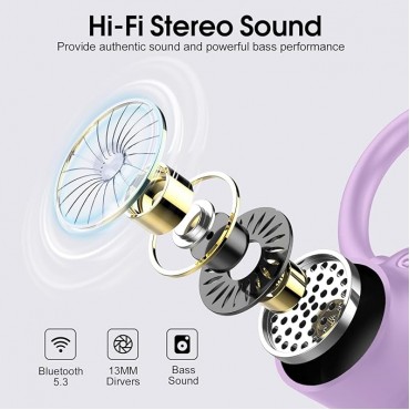 Wireless Earbuds with Earhooks - Purple