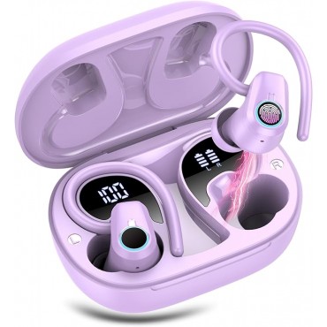 Wireless Earbuds with Earhooks - Purple