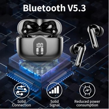 Wireless Earbuds,Black Bluetooth Headphones