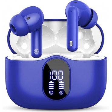Wireless Earbuds, Blue Bluetooth Headphones