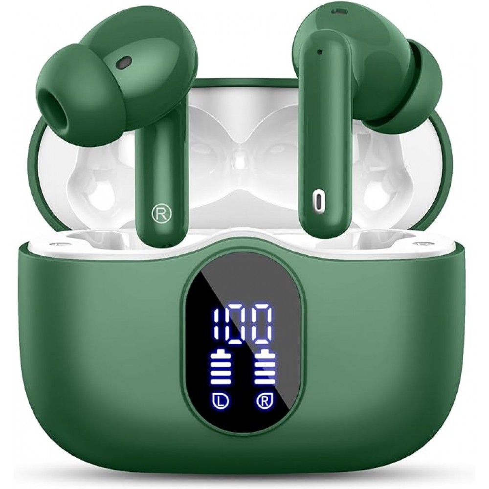 Wireless Earbuds, Green Bluetooth Headphones