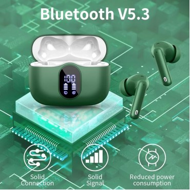 Wireless Earbuds, Green Bluetooth Headphones