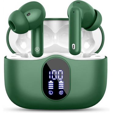 Wireless Earbuds, Green Bluetooth Headphones