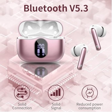 Wireless Earbuds, Pink Bluetooth Headphones